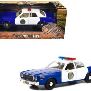 1975 Plymouth Fury "Osage County Sheriff" Blue and White 1/24 Diecast Model Car by Greenlight