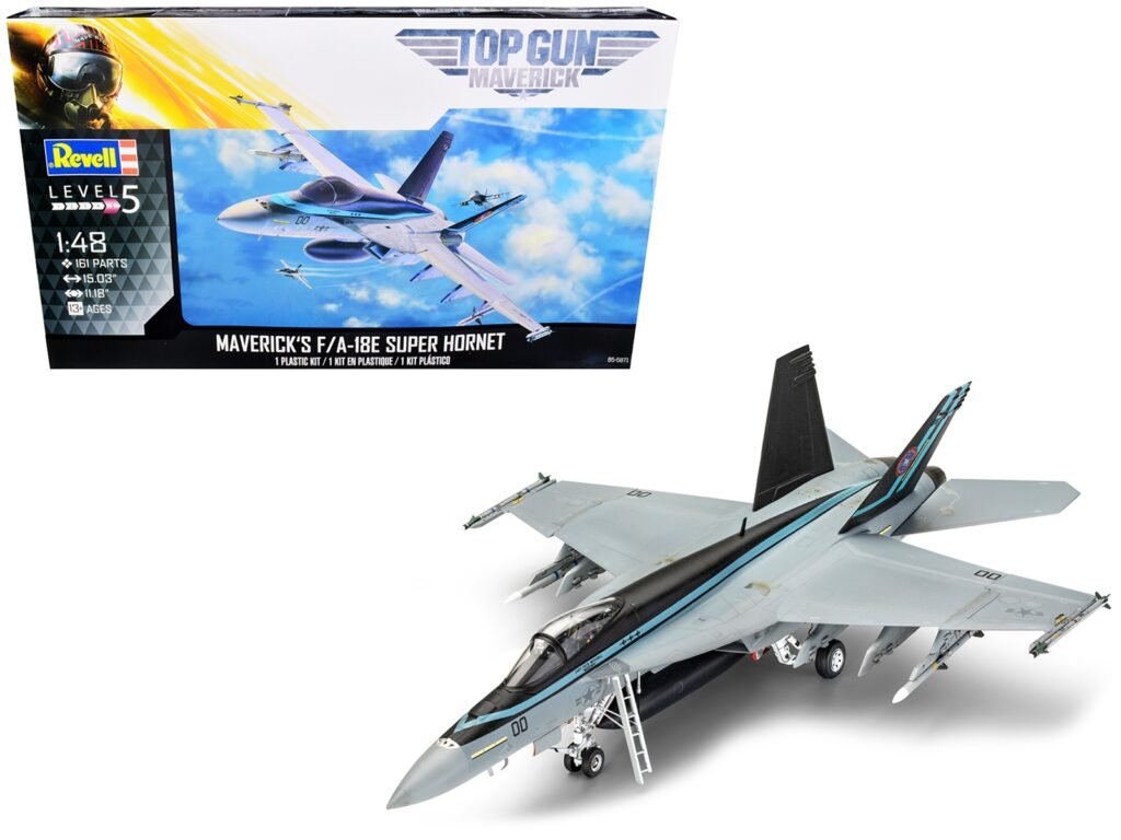 Level 5 Model Kit Maverick’s F/A-18E Super Hornet Jet “Top Gun: Maverick” (2022) Movie 1/48 Scale Model by Revell