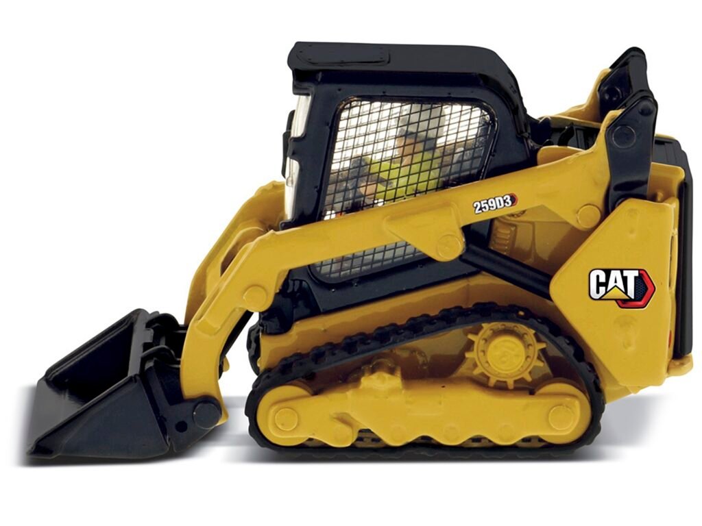 CAT Caterpillar 259D3 Compact Track Loader with Work Tools and Operator Yellow “High Line Series” 1/50 Diecast Model by Diecast Masters