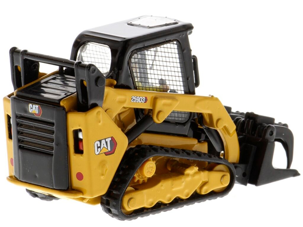 CAT Caterpillar 259D3 Compact Track Loader with Work Tools and Operator Yellow “High Line Series” 1/50 Diecast Model by Diecast Masters