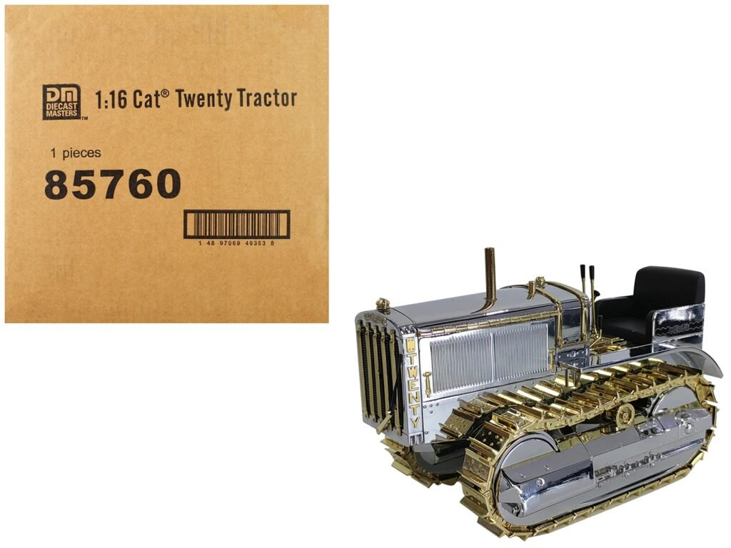 CAT Caterpillar Twenty Tractor “100th Anniversary” Chrome and Gold “Centennial Series” 1/16 Diecast Model by Diecast Masters