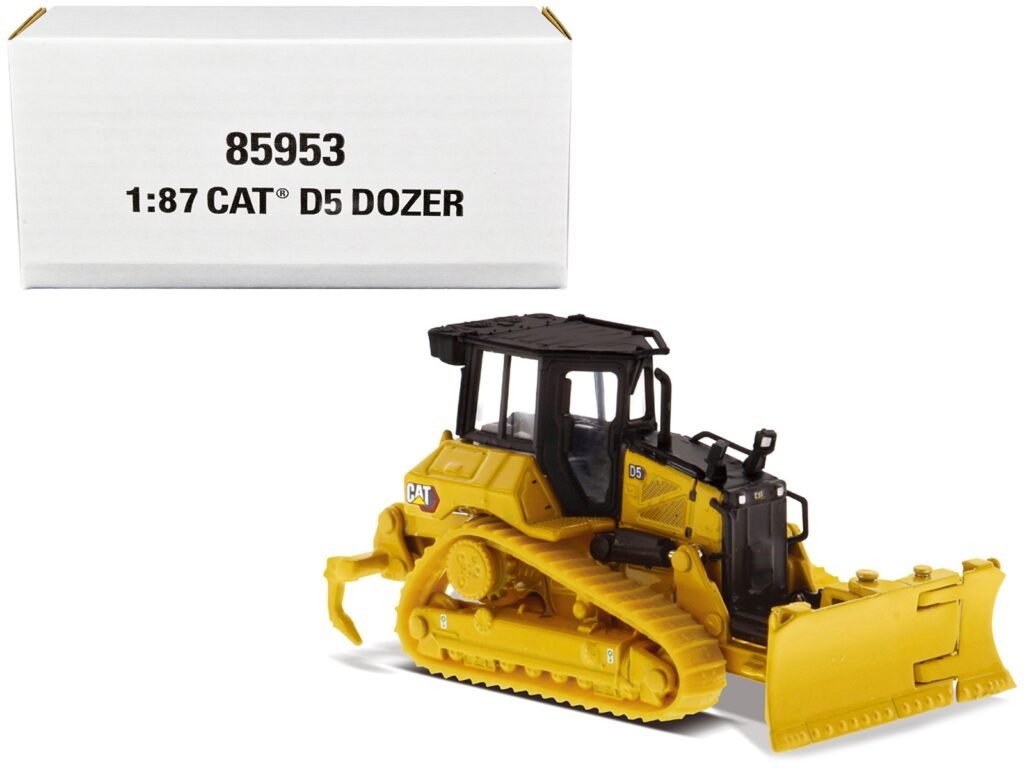 CAT Caterpillar D5 Track-Type Dozer Yellow with Fine Grading Undercarriage and Foldable Blade “High Line Series” 1/87 (HO) Scale Diecast Model by Diecast Masters