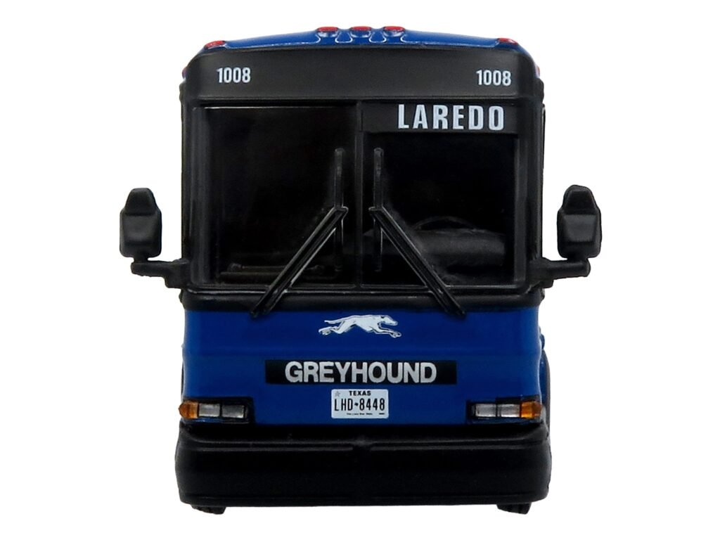 2001 MCI D4000 Coach Bus “Greyhound” Blue with Stripes “Vintage Bus & Motorcoach Collection” Limited Edition to 504 pieces Worldwide 1/87 (HO) Diecast Model by Iconic Replicas
