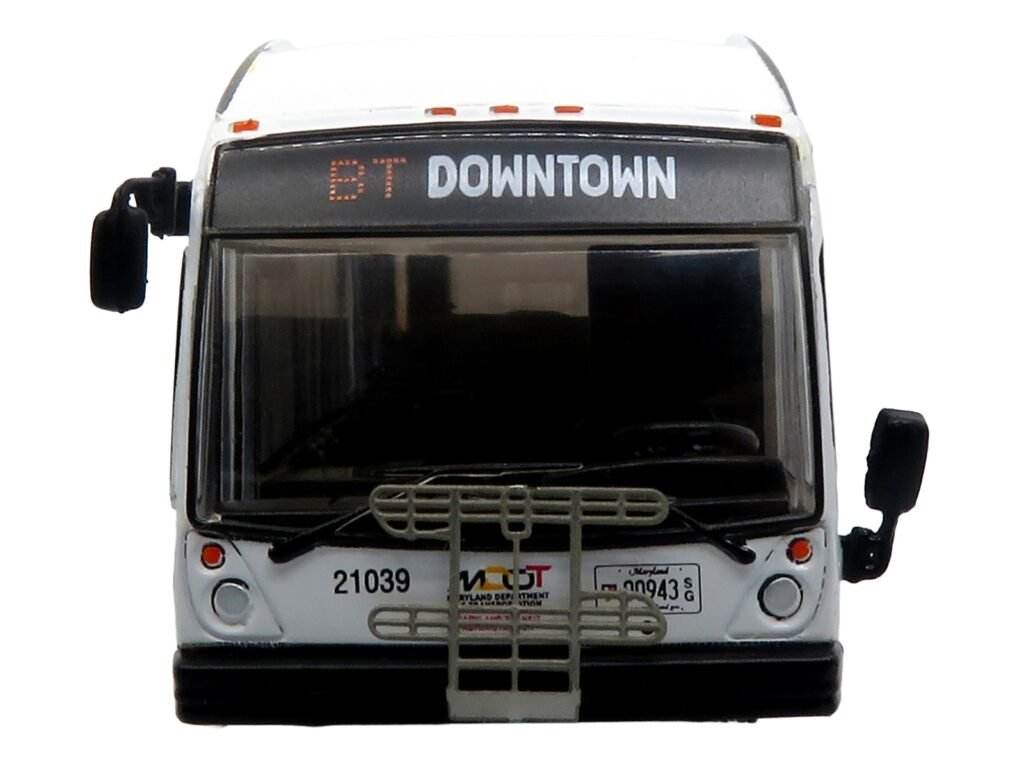 Nova Bus LFSH Hybrid Transit Bus “MTA Maryland” White with Red and Yellow Graphics “The Bus & Motorcoach Collection” Limited Edition to 504 pieces Worldwide 1/87 (HO) Diecast Model by Iconic Replicas