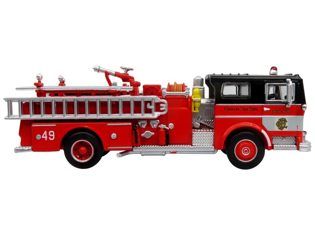 1974 Ward LaFrance Fire Engine “Chicago Fire Department – Engine 49” Red with Black Top “5 Alarm” Series Limited Edition 1/87 (HO) Diecast Model by Iconic Replicas