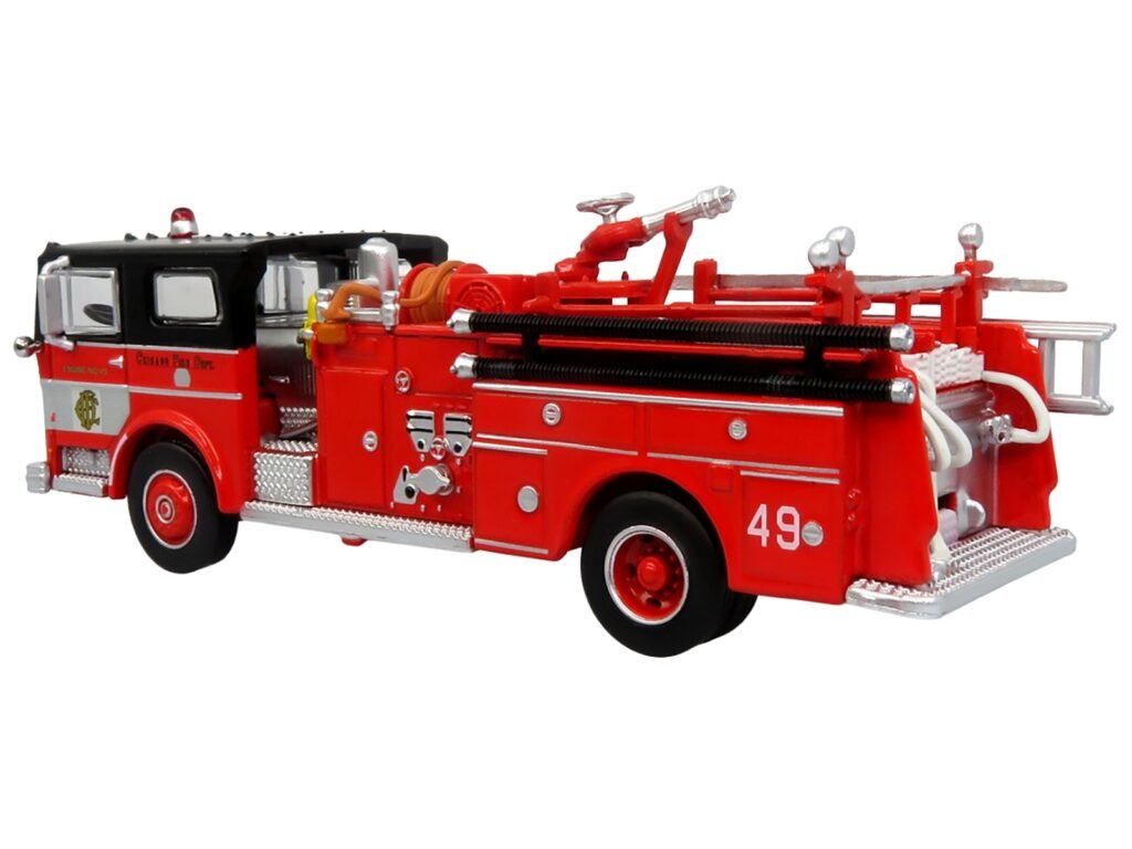 1974 Ward LaFrance Fire Engine “Chicago Fire Department – Engine 49” Red with Black Top “5 Alarm” Series Limited Edition 1/87 (HO) Diecast Model by Iconic Replicas