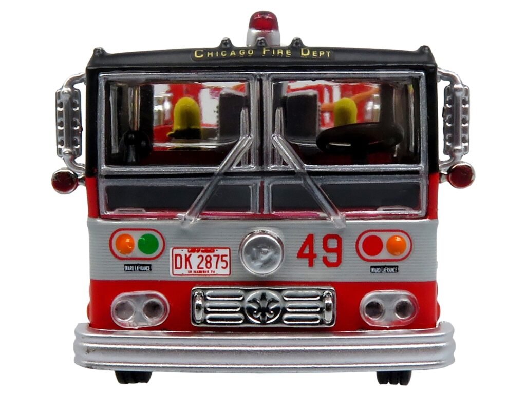1974 Ward LaFrance Fire Engine “Chicago Fire Department – Engine 49” Red with Black Top “5 Alarm” Series Limited Edition 1/87 (HO) Diecast Model by Iconic Replicas