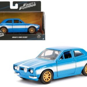 Brian's Ford Escort Light Blue with White Stripes "Fast & Furious" Movie 1/32 Diecast Model Car by Jada