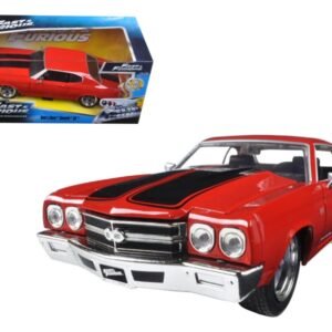 Dom's Chevrolet Chevelle SS Red with Black Stripes "Fast & Furious" Movie 1/24 Diecast Model Car by Jada