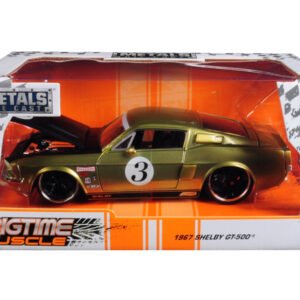 1967 Ford Shelby GT-500 #3 Gold with Matt Black Hood "Big Time Muscle" 1/24 Diecast Model Car by Jada