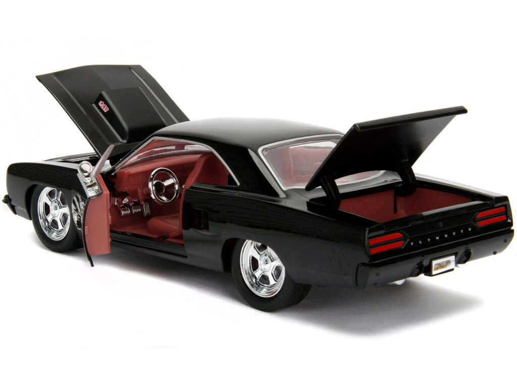 1970 Plymouth Road Runner 440 Black with Red Interior “Bigtime Muscle” Series 1/24 Diecast Model Car by Jada