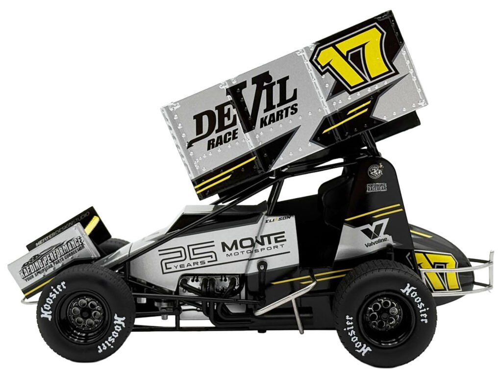Winged Sprint Car #17 Cory Eliason “Devil Race Karts” Monte Motorsports (2025) 1/18 Diecast Model Car by ACME