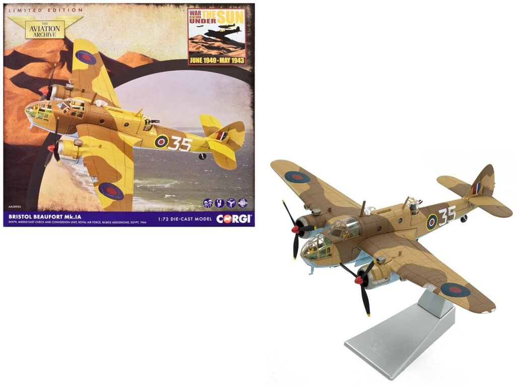 Bristol Beaufort MkIa Bomber Aircraft “EK979 Middle East Check and Conversion Unit” (1944) British Royal Air Force “The Aviation Archive” Series 1/72 Diecast Model by Corgi