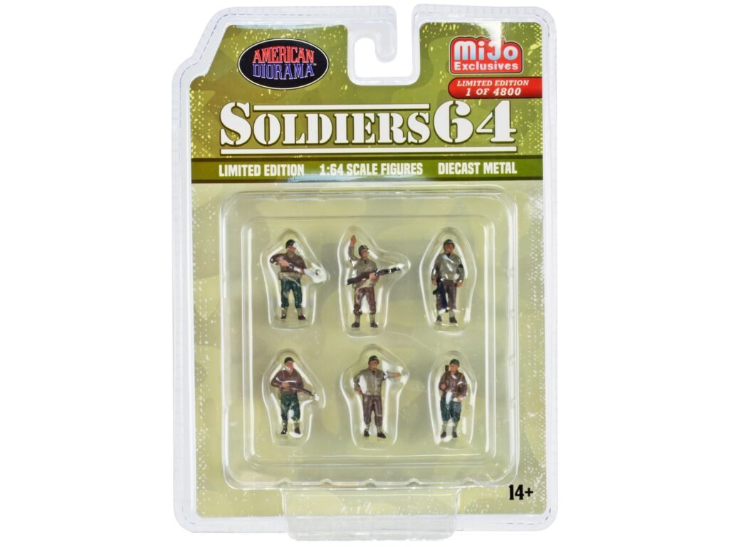 “Soldiers 64” 6 piece Diecast Set Military Figures Limited Edition to 4800 pieces Worldwide for 1/64 Scale Models by American Diorama