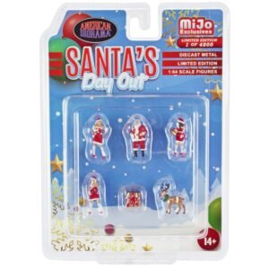 "Santa's Day Out" 6 piece Diecast Set (1 Male 2 Female 1 Reindeer 1 Present Figures and Accessories) Limited Edition to 4800 pieces Worldwide 1/64 Scale Models by American Diorama
