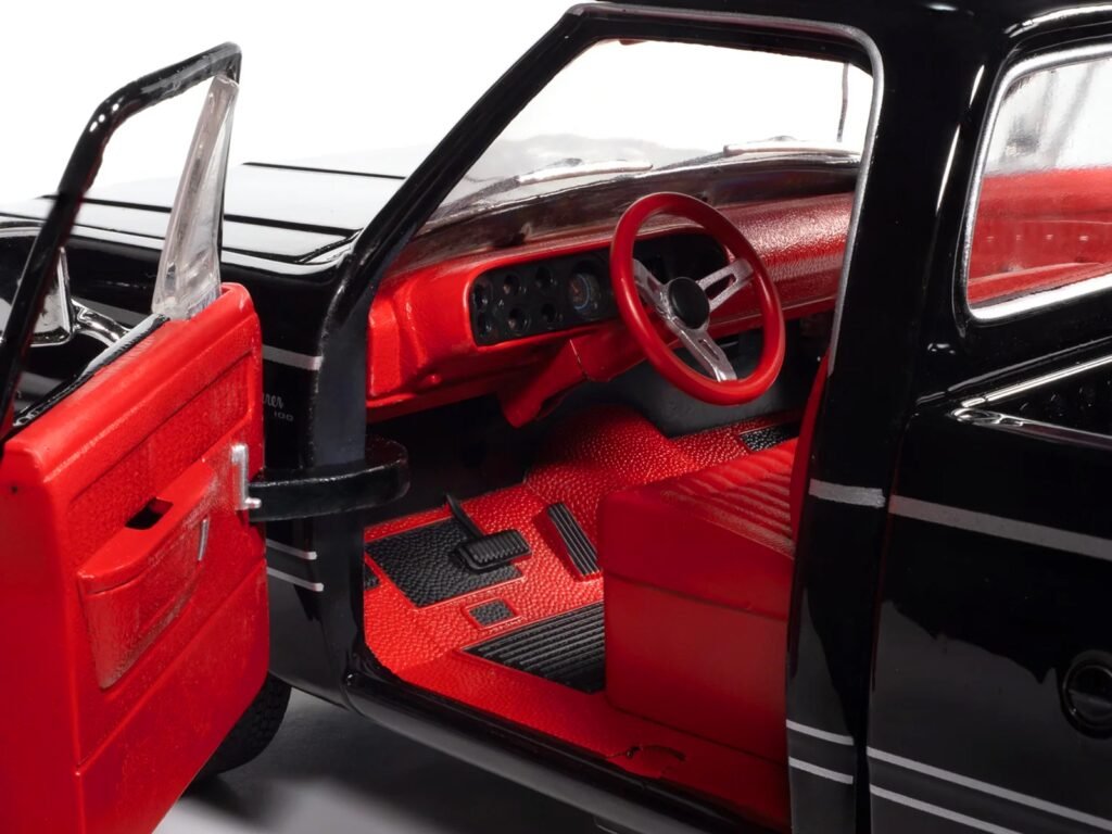 1979 Dodge Adventurer Sweptline Pickup Truck Black with Red Interior “American Muscle” Series 1/18 Diecast Model Car by Auto World