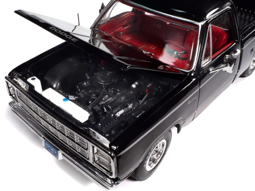 1979 Dodge Adventurer Sweptline Pickup Truck Black with Red Interior “American Muscle” Series 1/18 Diecast Model Car by Auto World