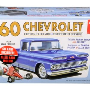 Skill 2 Model Kit 1960 Chevrolet Custom Fleetside Pickup Truck with Go Kart 1/25 Scale Model by AMT