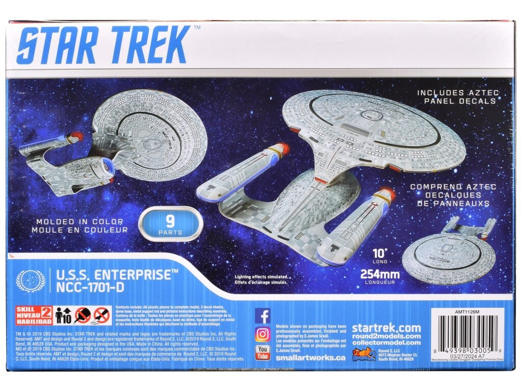 Skill 2 Model Kit U.S.S. Enterprise NCC-1701-D Space Ship “Star Trek: The Next Generation” (1987) TV Series 1/2500 Scale Model by AMT