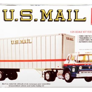 Skill 3 Model Kit Ford C900 Truck Tractor with Trailer "U.S. Mail" 1/25 Scale Model by AMT