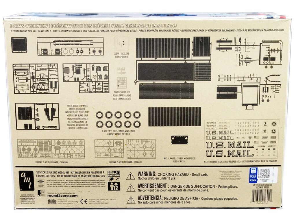 Skill 3 Model Kit Ford C900 Truck Tractor with Trailer “U.S. Mail” 1/25 Scale Model by AMT