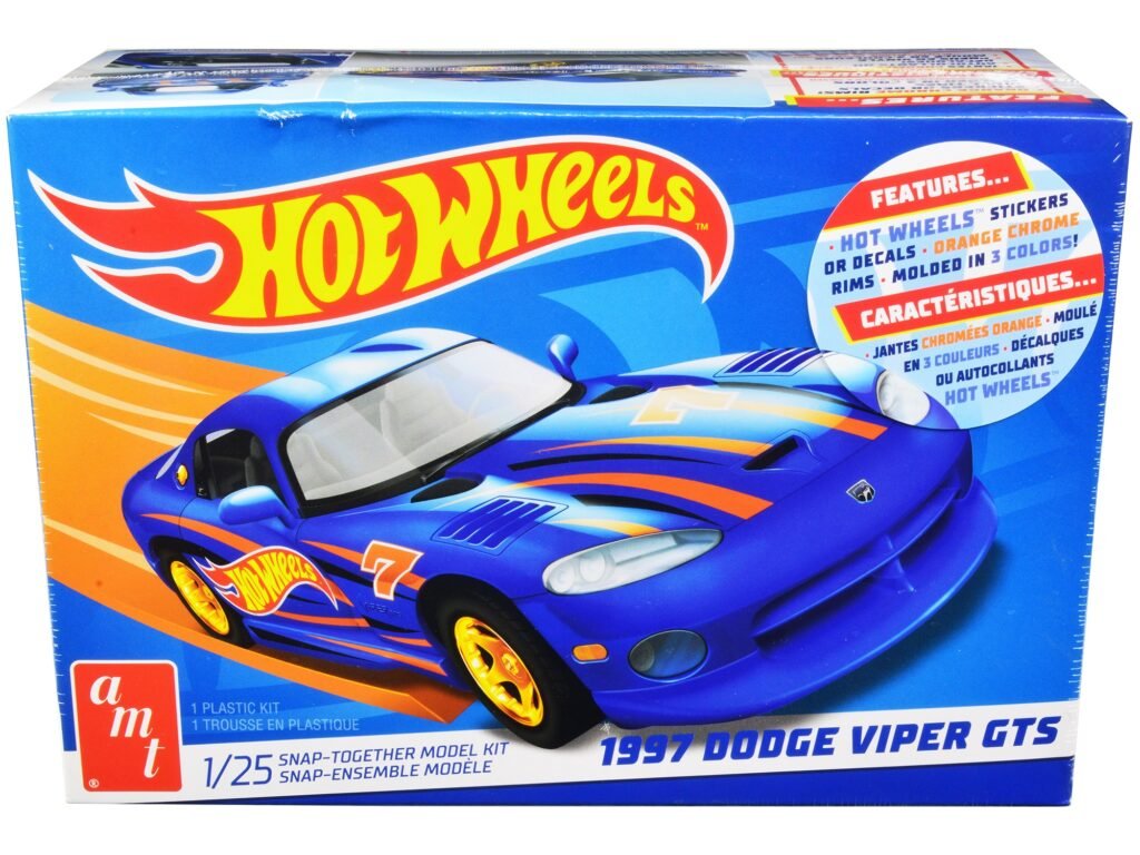 Skill 1 Snap Model Kit 1997 Dodge Viper GTS “Hot Wheels” 1/25 Scale Model by AMT
