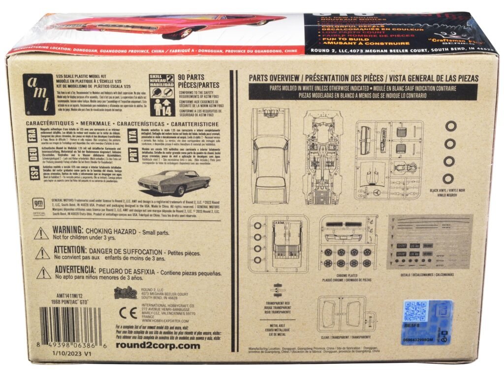 Skill 2 Model Kit 1968 Pontiac GTO Hardtop “Craftsman Plus” Series 1/25 Scale Model by AMT