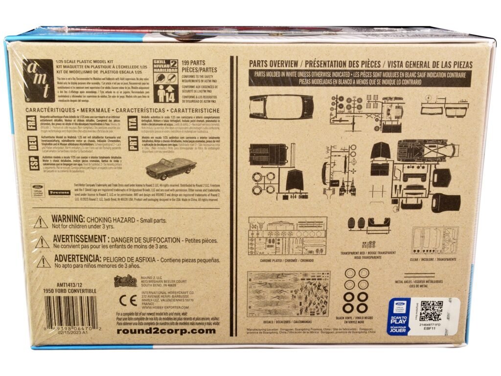 Skill 2 Model Kit 1950 Ford Convertible “Street Rods” 3-in-1 Kit 1/25 Scale Model by AMT