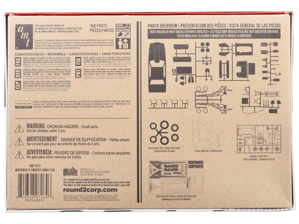 Skill 2 Model Kit Plymouth Funny Car “Mopower” 1/25 Scale Model by AMT