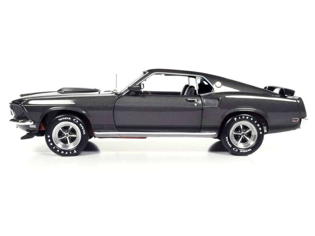 1969 Ford Mustang Dark Gray Metallic with Black Stripes “John Wick” (2014) Movie “Silver Screen Machines” Series 1/18 Diecast Model Car by Auto World