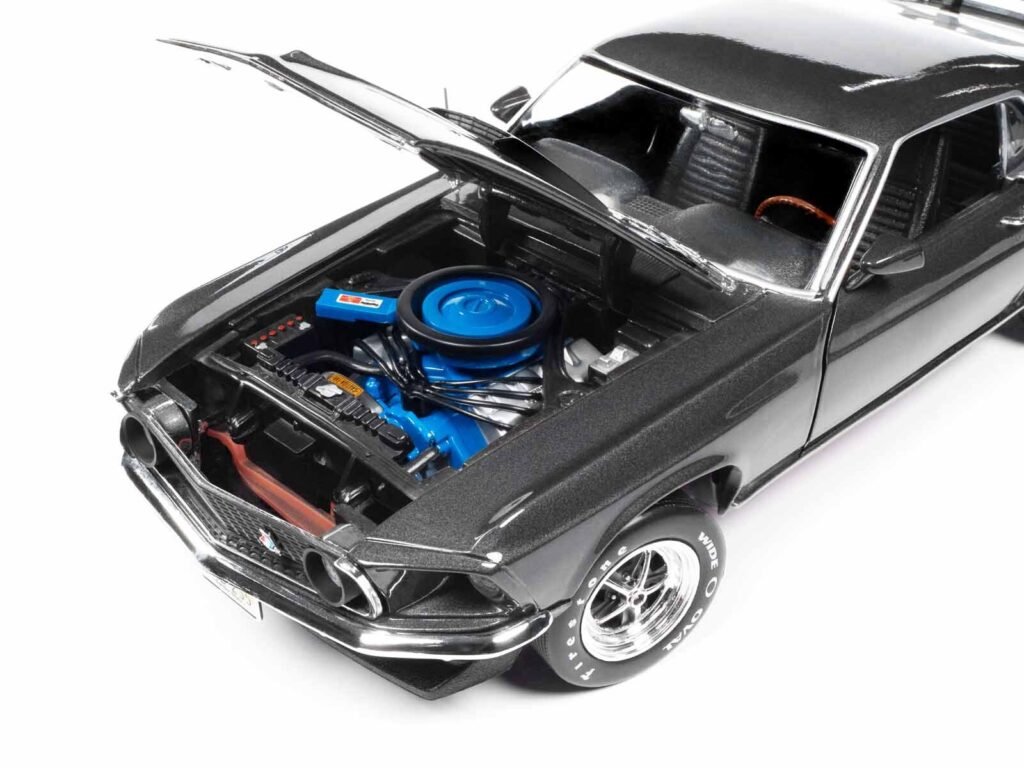 1969 Ford Mustang Dark Gray Metallic with Black Stripes “John Wick” (2014) Movie “Silver Screen Machines” Series 1/18 Diecast Model Car by Auto World