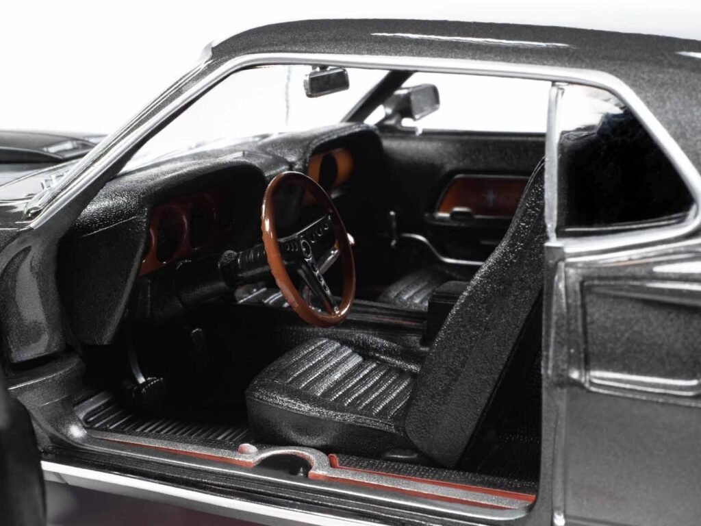 1969 Ford Mustang Dark Gray Metallic with Black Stripes “John Wick” (2014) Movie “Silver Screen Machines” Series 1/18 Diecast Model Car by Auto World