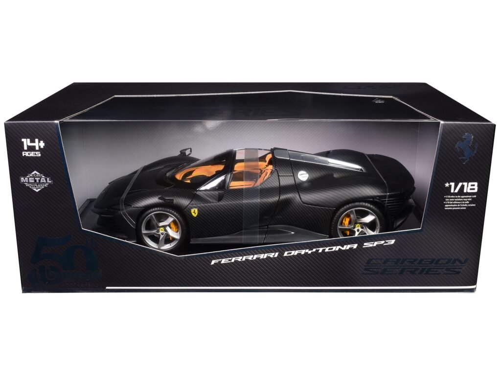 Ferrari Daytona SP3 Carbon Fiber “Carbon Series – Bburago 50th Anniversary” 1/18 Diecast Model Car by Bburago