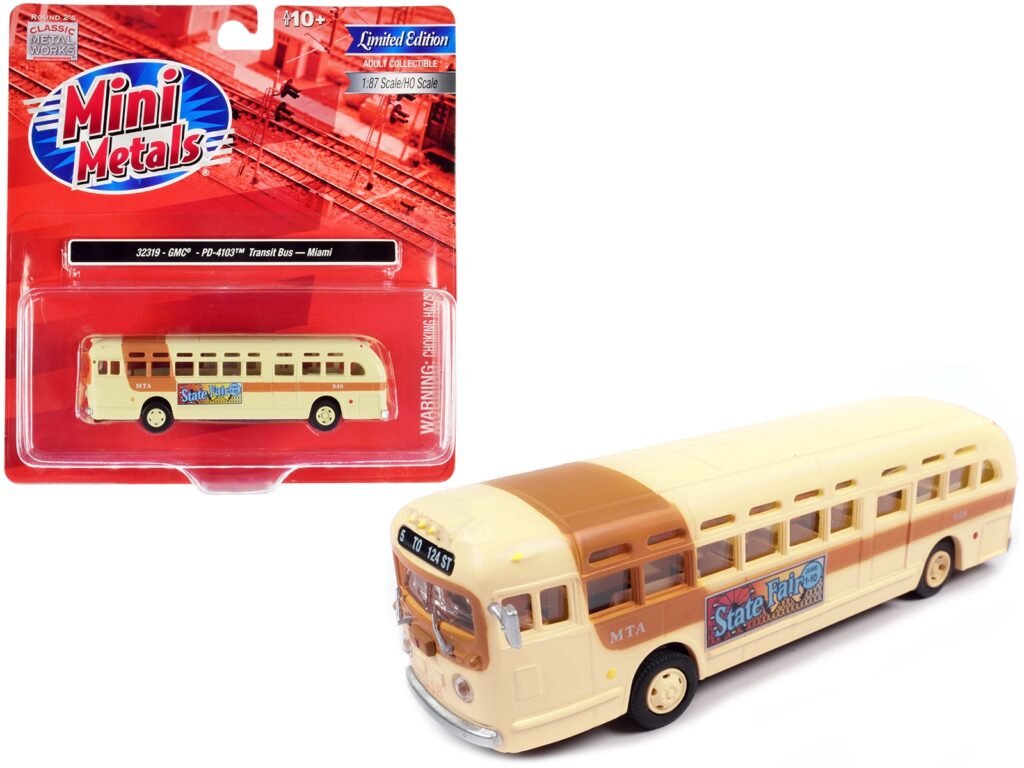 GMC PD-4103 Transit Bus #948 Beige “MTA Miami” 1/87 (HO) Scale Model by Classic Metal Works