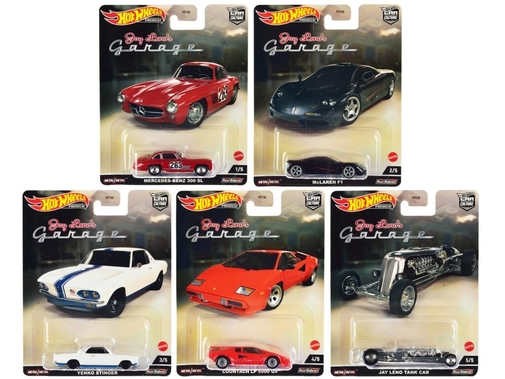 “Jay Leno’s Garage” 5 piece Set “Car Culture” Series Diecast Model Cars by Hot Wheels