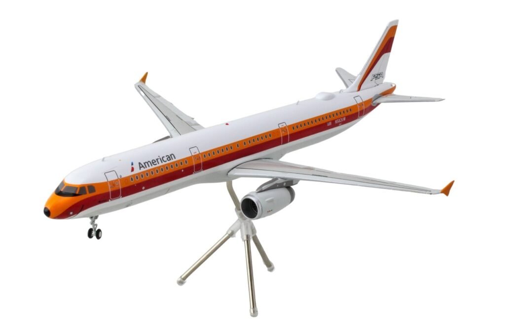 Airbus A321 Commercial Aircraft “American Airlines – PSA” (N582UW) White with Red and Orange Stripes “Gemini 200” Series 1/200 Diecast Model Airplane by GeminiJets