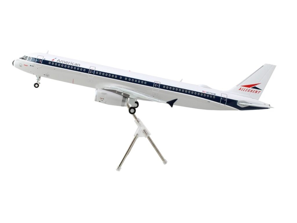 Airbus A321 Commercial Aircraft “American Airlines – Allegheny” (N579UW) White with Blue Stripes “Gemini 200” Series 1/200 Diecast Model Airplane by GeminiJets