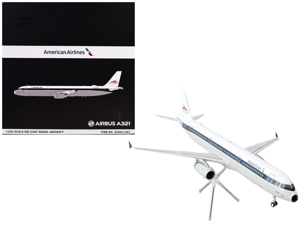 Airbus A321 Commercial Aircraft “American Airlines – Allegheny” (N579UW) White with Blue Stripes “Gemini 200” Series 1/200 Diecast Model Airplane by GeminiJets