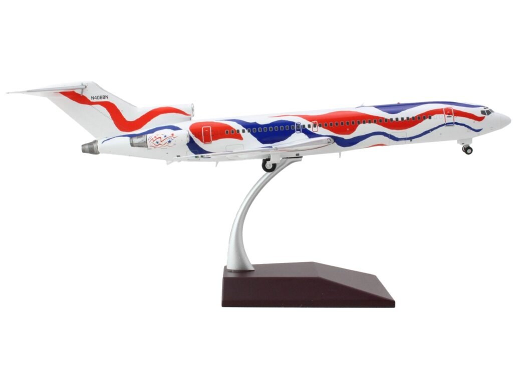 Boeing 727-200 Commercial Aircraft “Braniff International Airways – Calder Bicentennial Livery” White with Red and Blue Stripes “Gemini 200” Series 1/200 Diecast Model Airplane by GeminiJets
