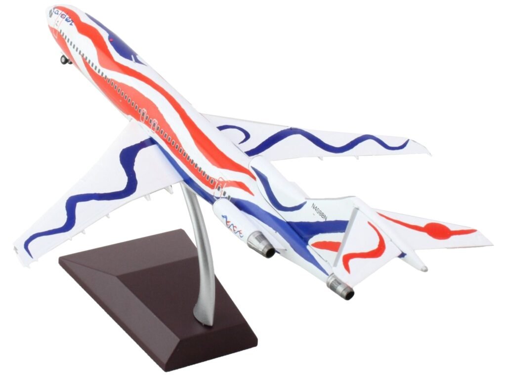 Boeing 727-200 Commercial Aircraft “Braniff International Airways – Calder Bicentennial Livery” White with Red and Blue Stripes “Gemini 200” Series 1/200 Diecast Model Airplane by GeminiJets