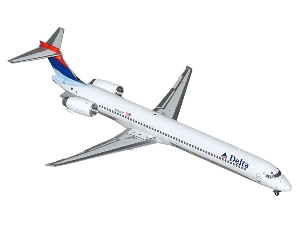 McDonnell Douglas MD-90 Commercial Aircraft “Delta Air Lines” (N910DN) White with Blue and Red Tail “Gemini 200” Series 1/200 Diecast Model Airplane by GeminiJets