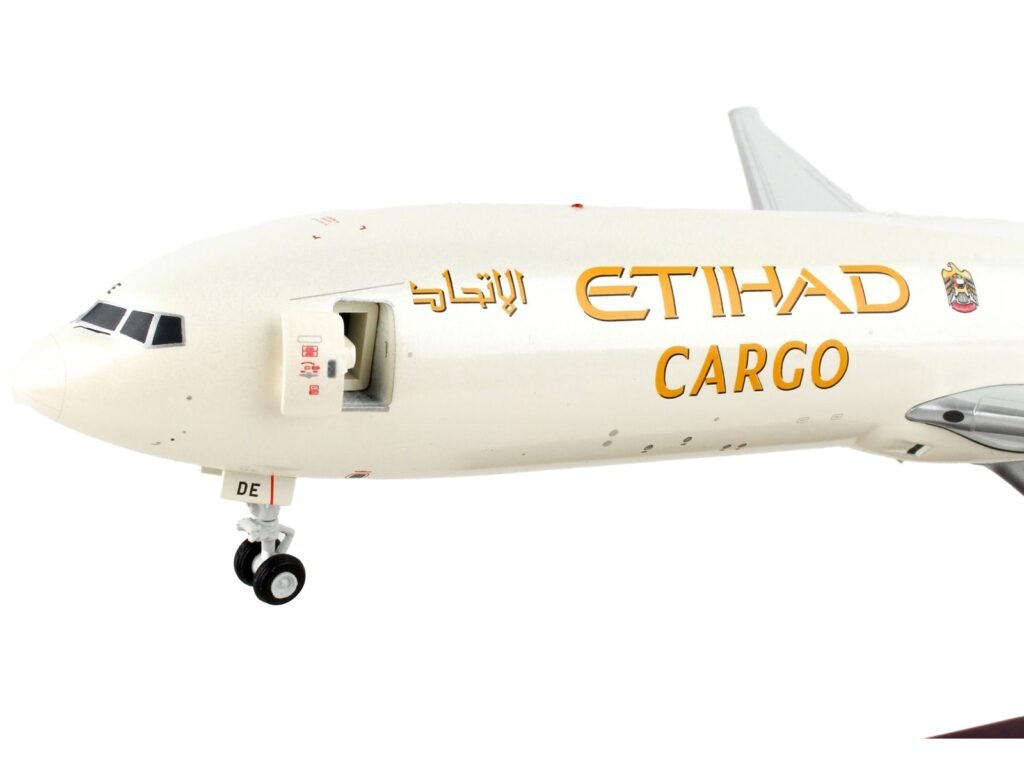 Boeing 777F Commercial Aircraft “Etihad Airways Cargo” Beige with Tail Graphics “Gemini 200 – Interactive” Series 1/200 Diecast Model Airplane by GeminiJets
