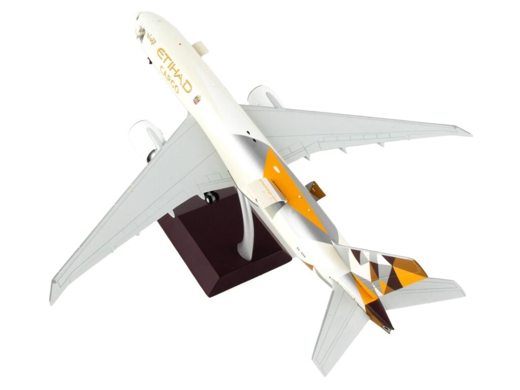 Boeing 777F Commercial Aircraft “Etihad Airways Cargo” Beige with Tail Graphics “Gemini 200 – Interactive” Series 1/200 Diecast Model Airplane by GeminiJets