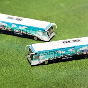 Cobus 3000 Passenger Bus White and Blue with Graphics "US Airways Shuttle Bus - Greener Transit" 2 Piece Set "Gemini 200" Series Diecast Models by GeminiJets