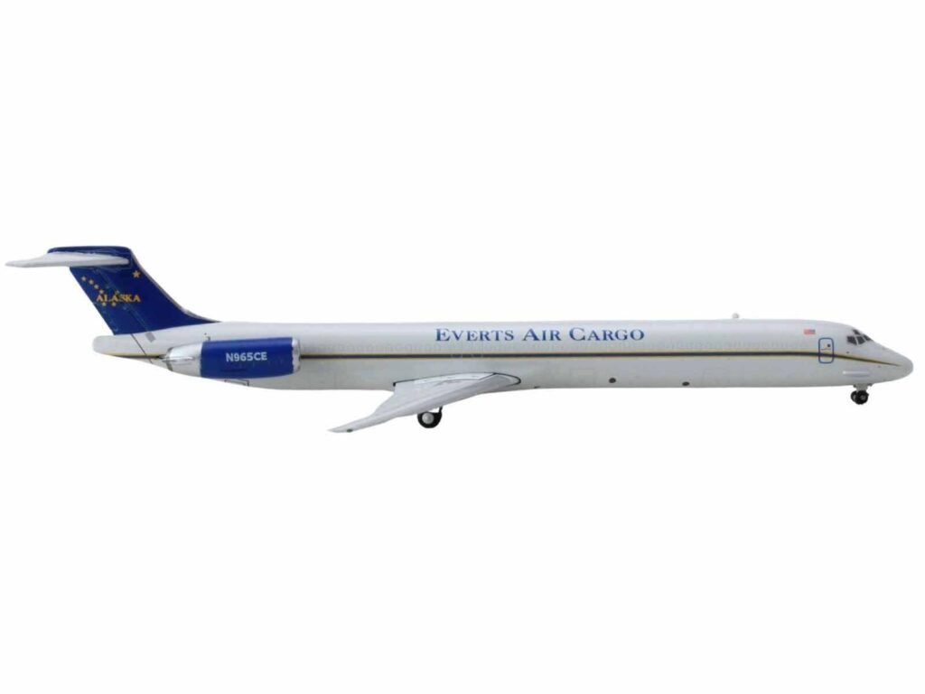 McDonnell Douglas MD-83 Commercial Aircraft “Everts Air Cargo” (N965CE) White with Blue Tail 1/400 Diecast Model Airplane by GeminiJets