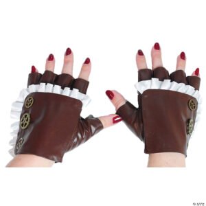 Gloves with ruffle and gears