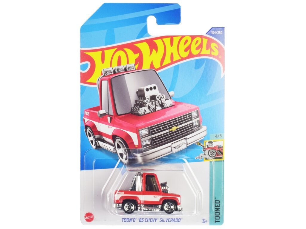 1983 Chevrolet Silverado “Toon’d” Pickup Truck Red and White “Tooned” Series Diecast Model Car by Hot Wheels