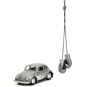1959 Volkswagen Beetle Gray Metallic with Silver Flames and Boxing Gloves Accessory "Punch Buggy" Series 1/32 Diecast Model Car by Jada