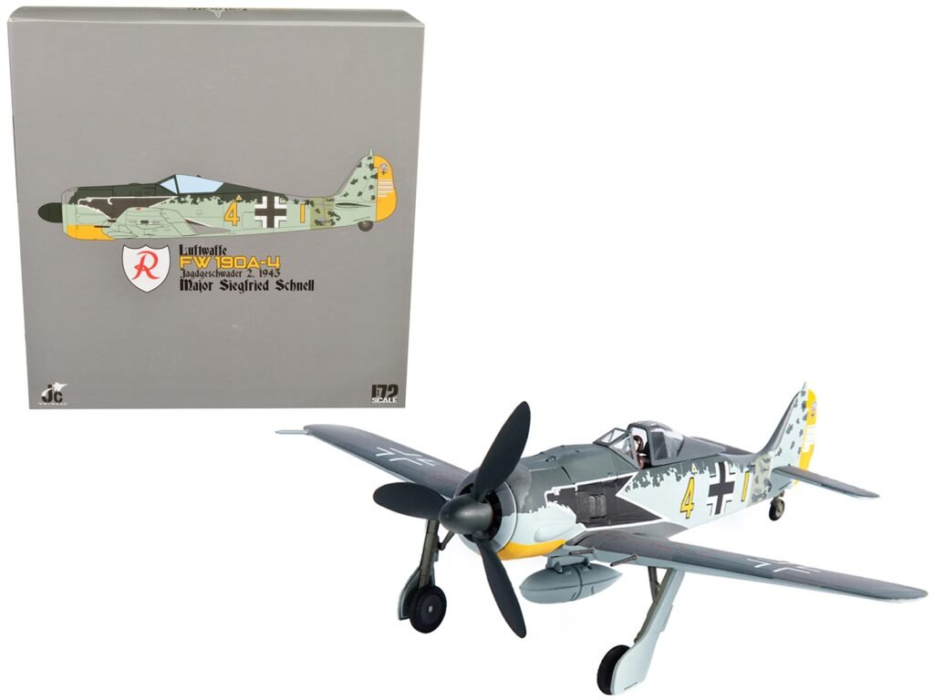 Focke-Wulf FW 190A-4 Fighter Aircraft “Major Siegfried Schnell, Luftwaffe, JG2, France” (1943) 1/72 Diecast Model by JC Wings