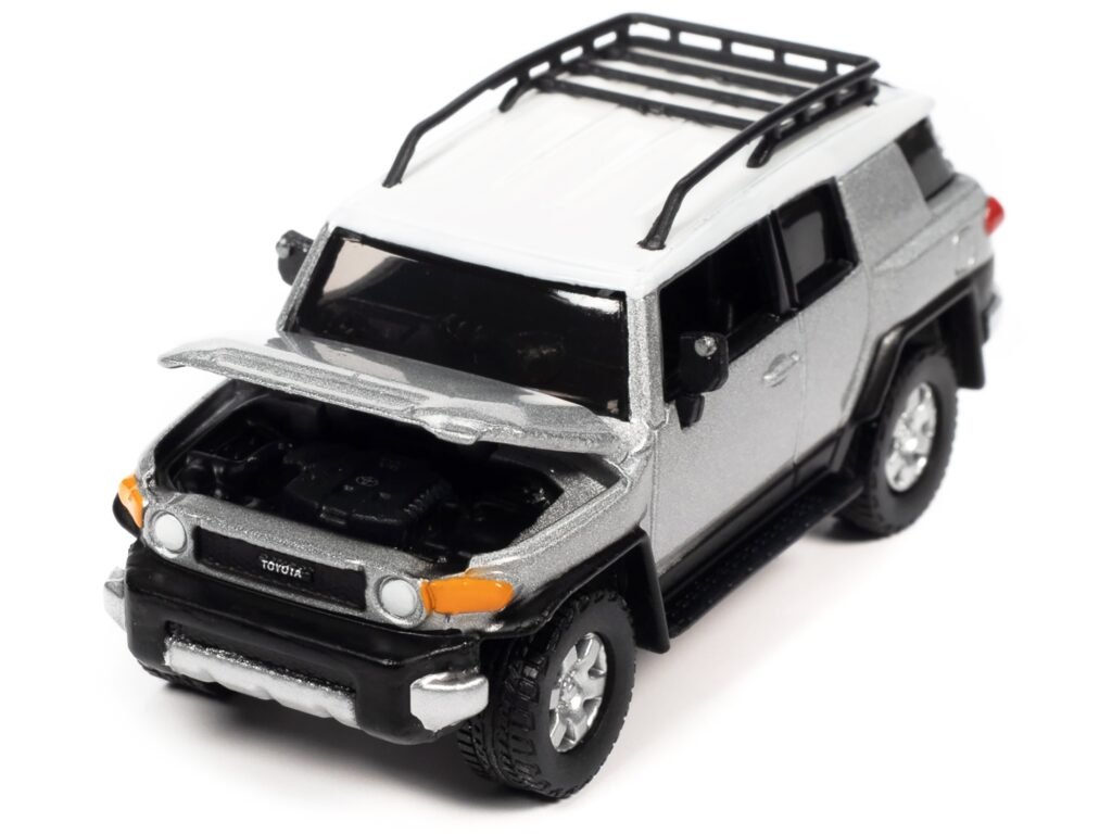 2007 Toyota FJ Cruiser Titanium Silver Metallic with White Top and Roofrack “Classic Gold Collection” Series Limited Edition 1/64 Diecast Model Car by Johnny Lightning